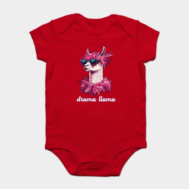 Purple Retro Drama Llama - Designed for Fancy Girls Baby Bodysuit by TuncGK